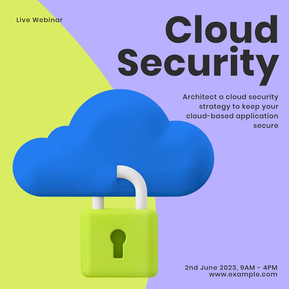 Cloud security Facebook ad template, editable text & design