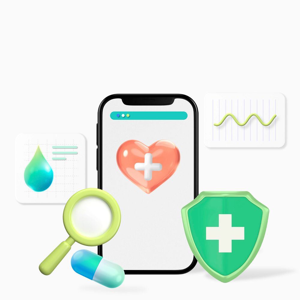 Heart rate 3d graphic remix, customizable background & elements