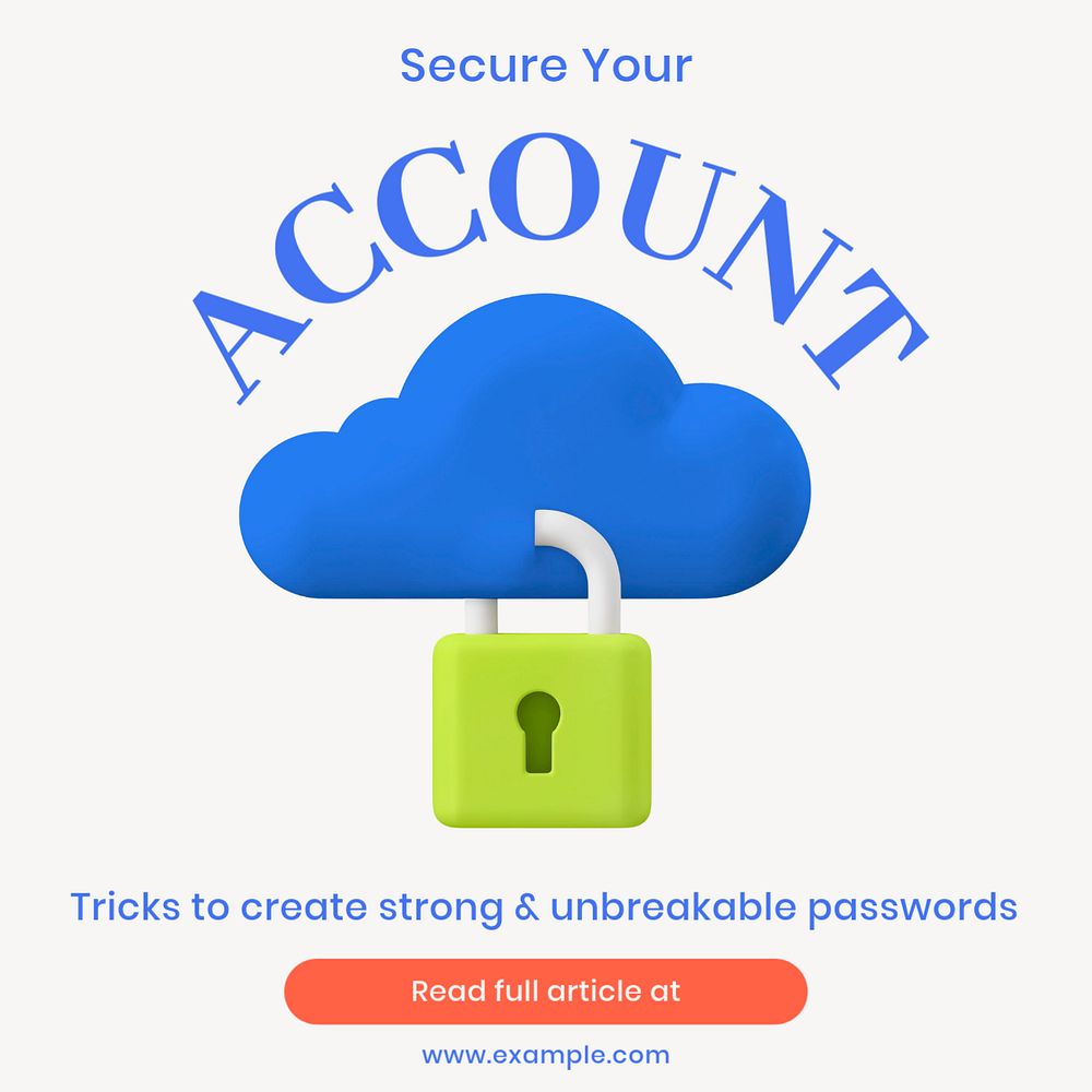 Secure account Facebook ad template, editable text & design