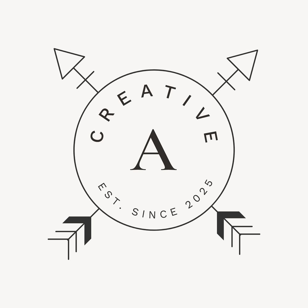 Minimal creative logo template, black cross arrow  editable design