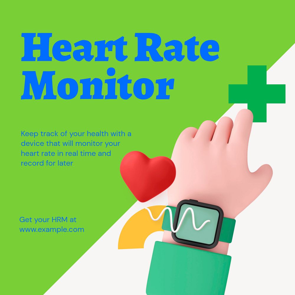 Hear rate monitor Instagram ad template, editable social media post design