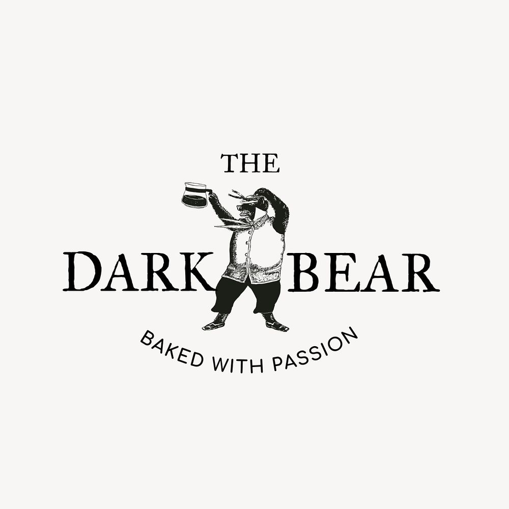 Coffee cafe logo template, bear barista design