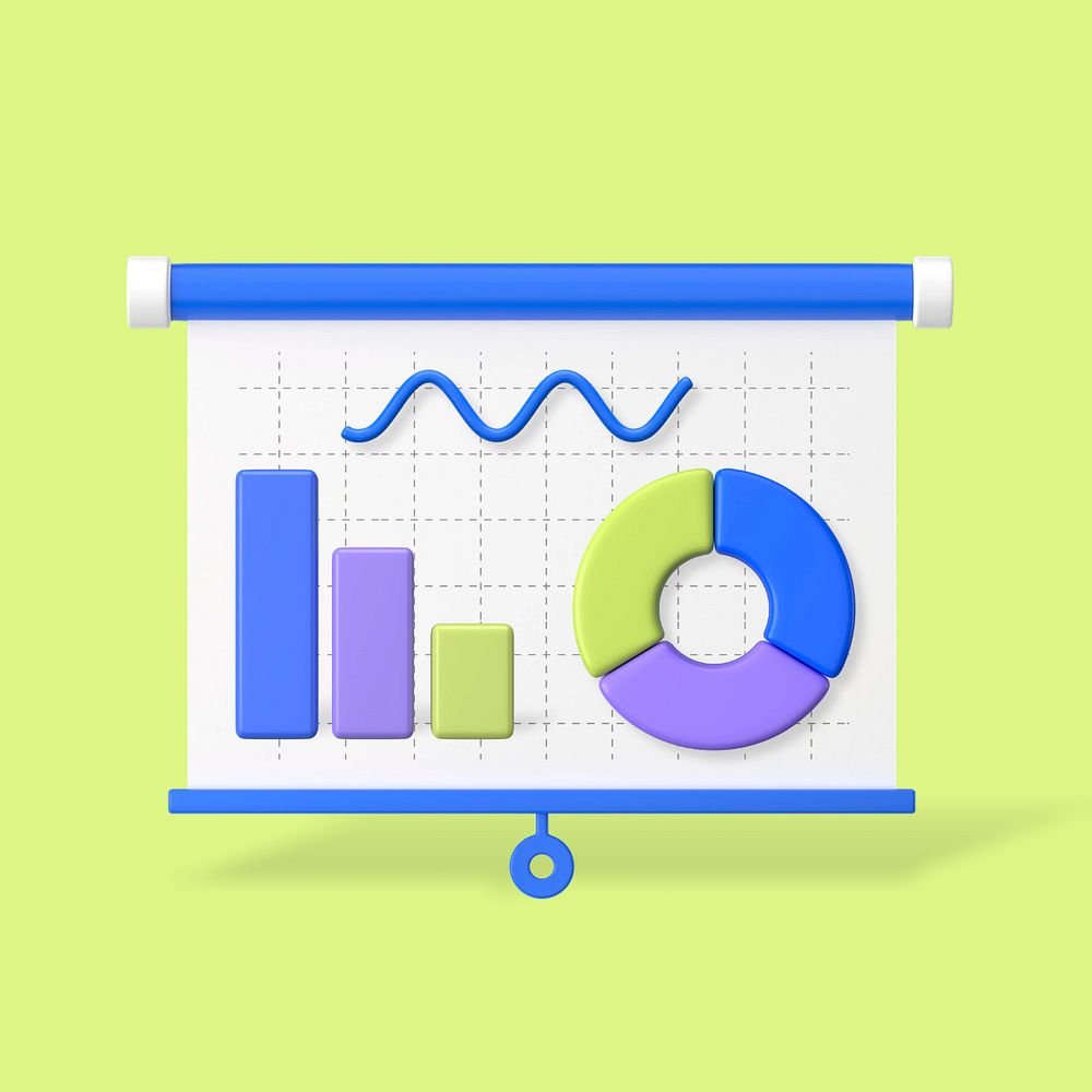 Business data presentation 3d graphic remix, customizable background & elements