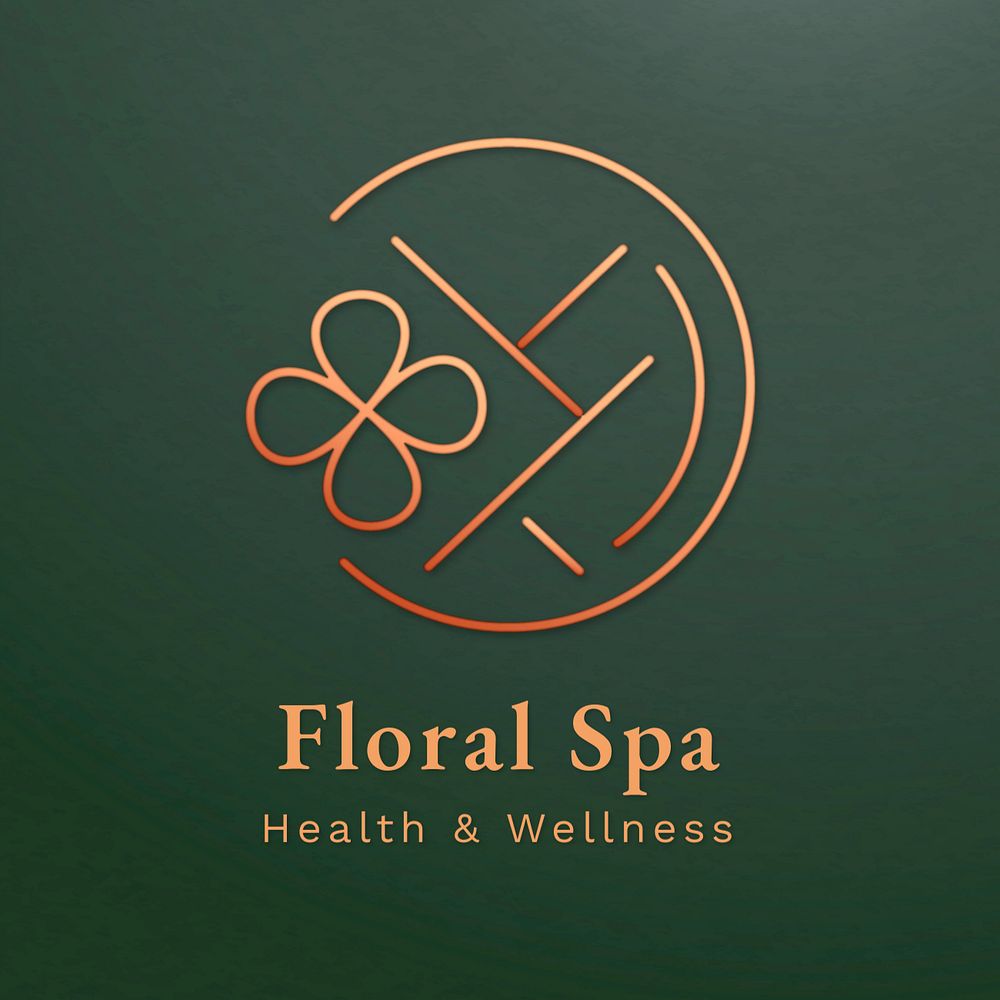 Spa logo template, editable floral design