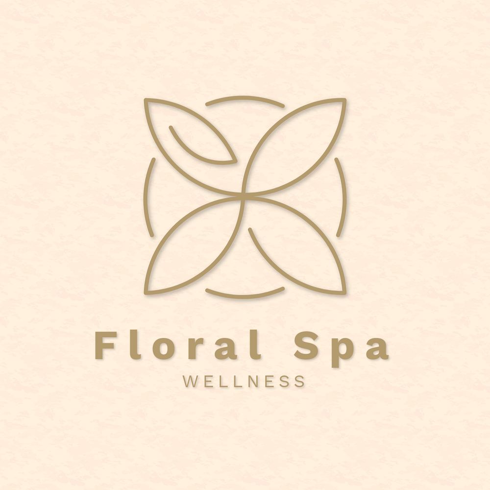 Spa logo template, editable floral design