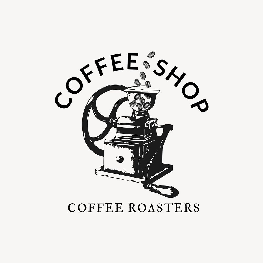 Coffee shop logo template, editable vintage design