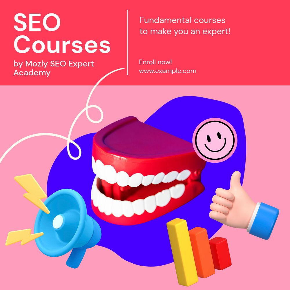 SEO courses Instagram ad template, editable social media post design