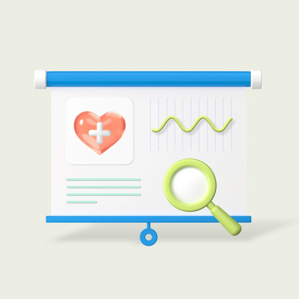 Patient health record 3d graphic remix, customizable background & elements