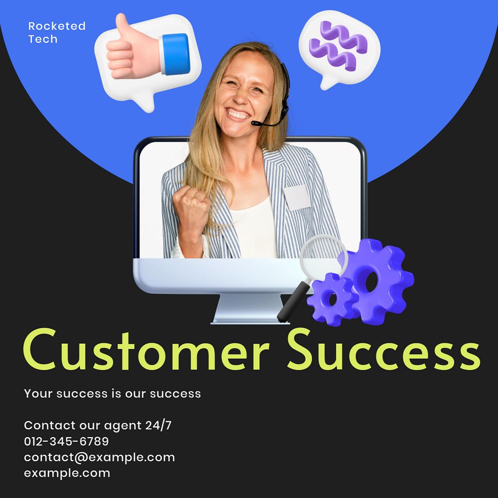 Customer success Facebook ad template, editable text & design