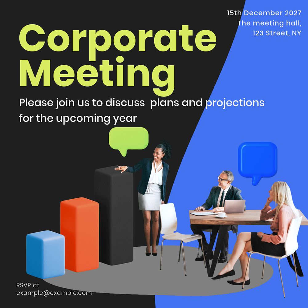 Corporate meeting Facebook ad template, editable text & design