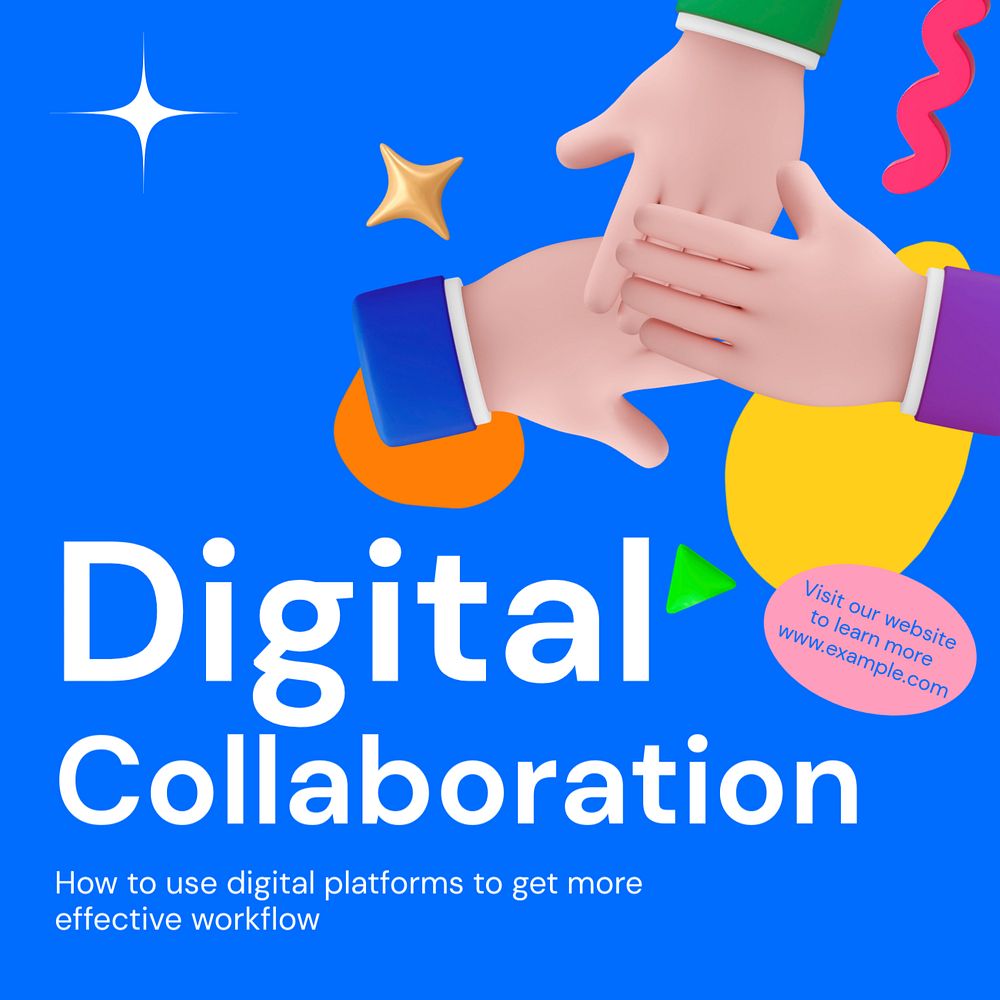 Digital collaboration Instagram ad template, editable social media post design
