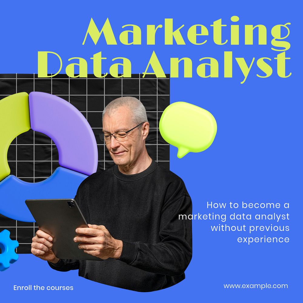 Data Analyst job Facebook ad template, editable text & design