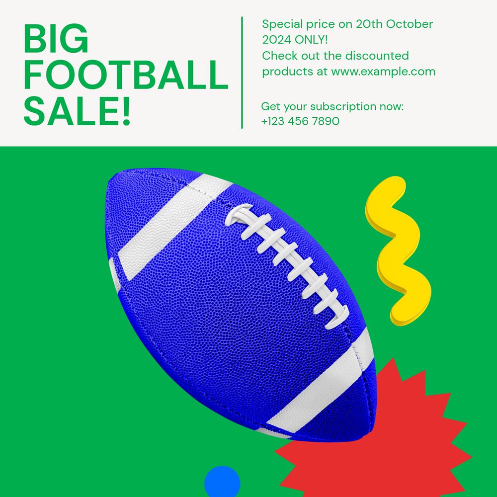 Big football sale Instagram ad template, editable social media post design