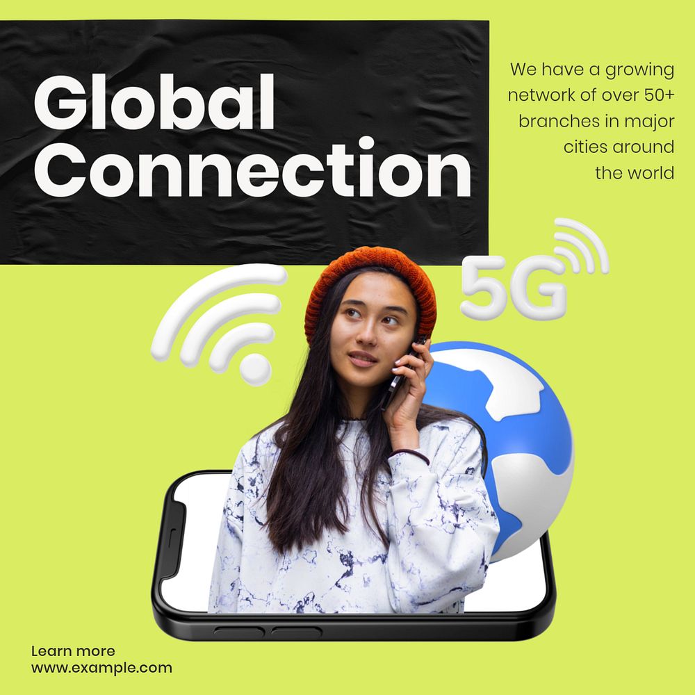 Global connection Facebook ad template, editable text & design