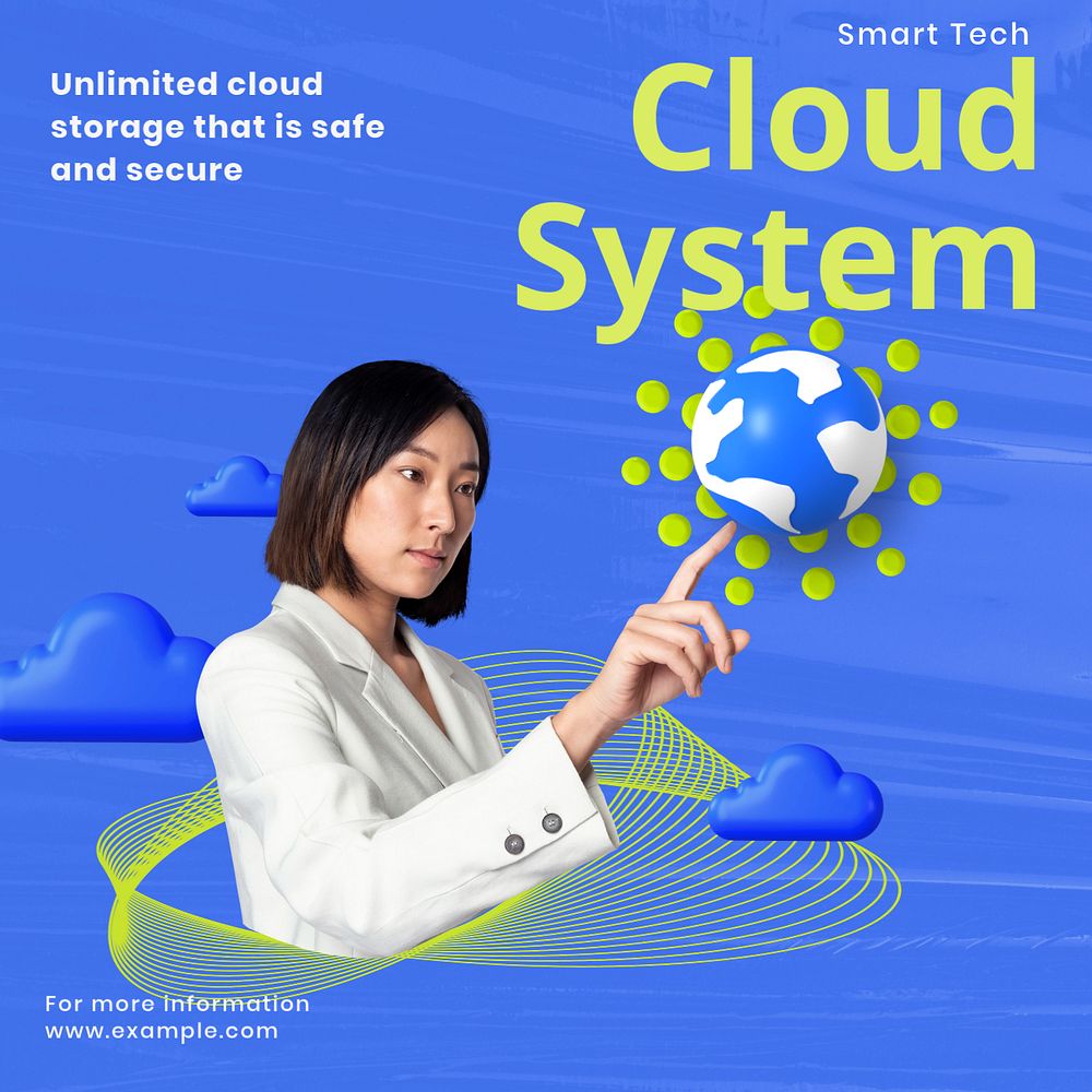Cloud system Facebook ad template, editable text & design