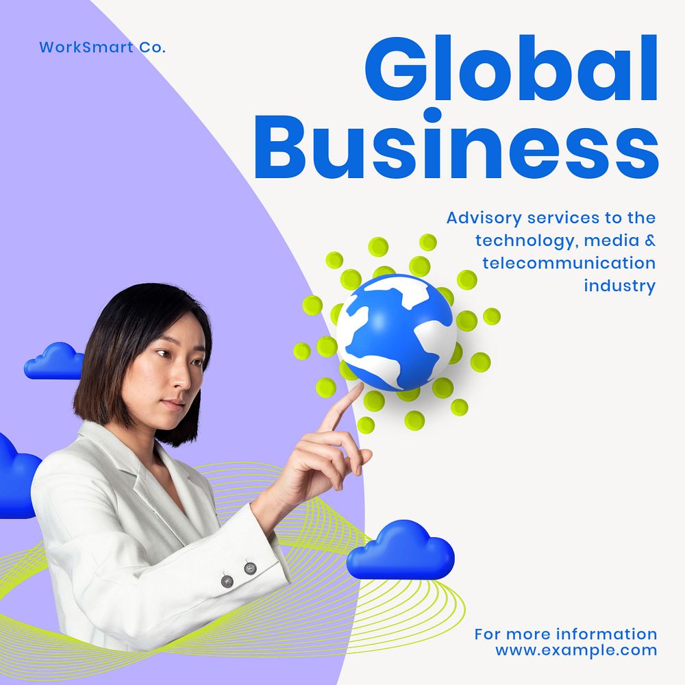 Global business Facebook ad template, editable text & design