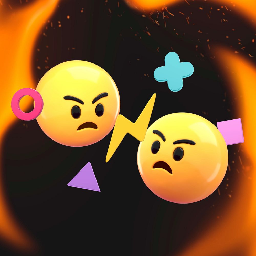 3D angry emoticons illustration, editable design