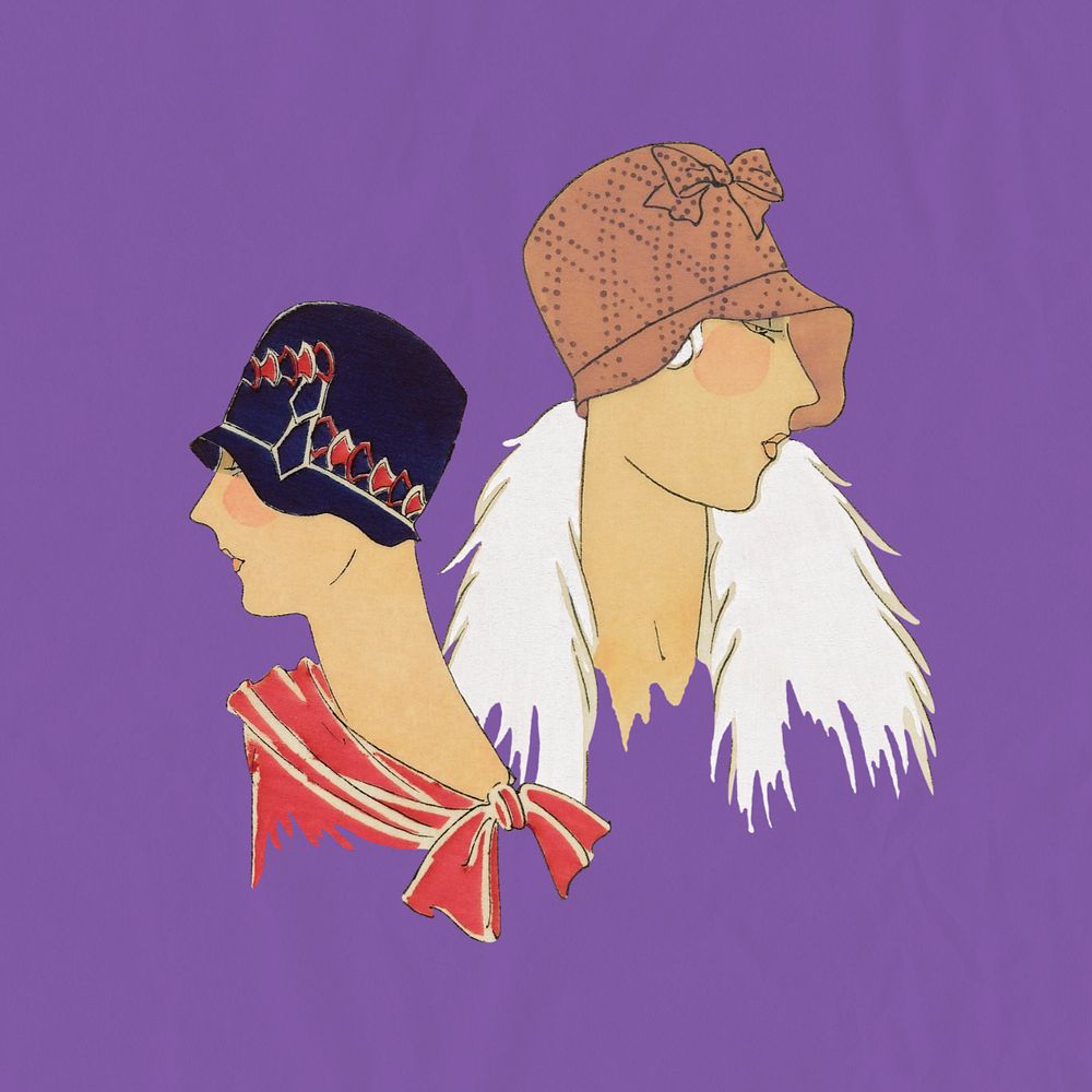 Vintage women's fashion sticker, remixed from the artwork of George Barbier, editable design