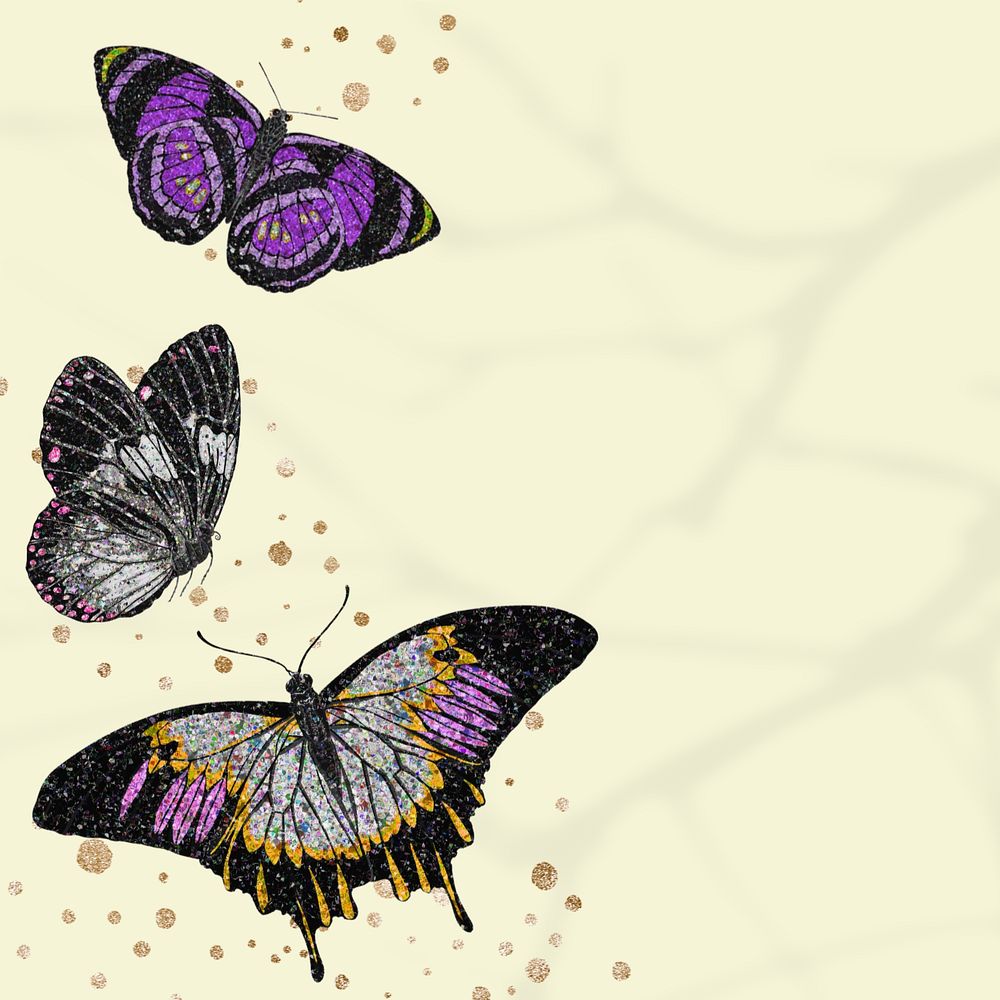 Vintage butterflies border background, editable insect illustration by EA. Séguy, remixed by rawpixel