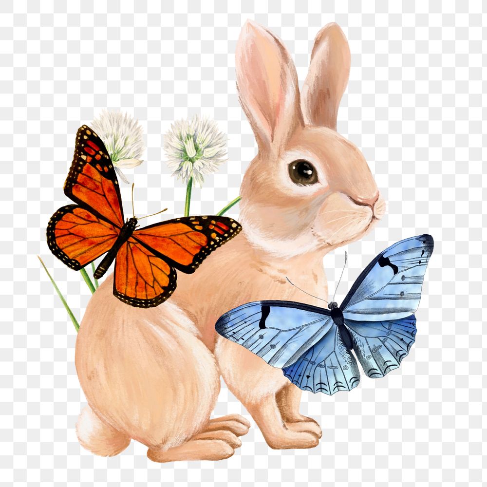 Cute rabbit sticker, Easter illustration