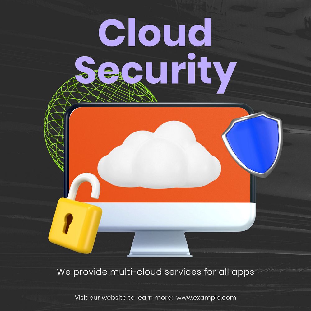 Cloud security Facebook ad template, editable text & design