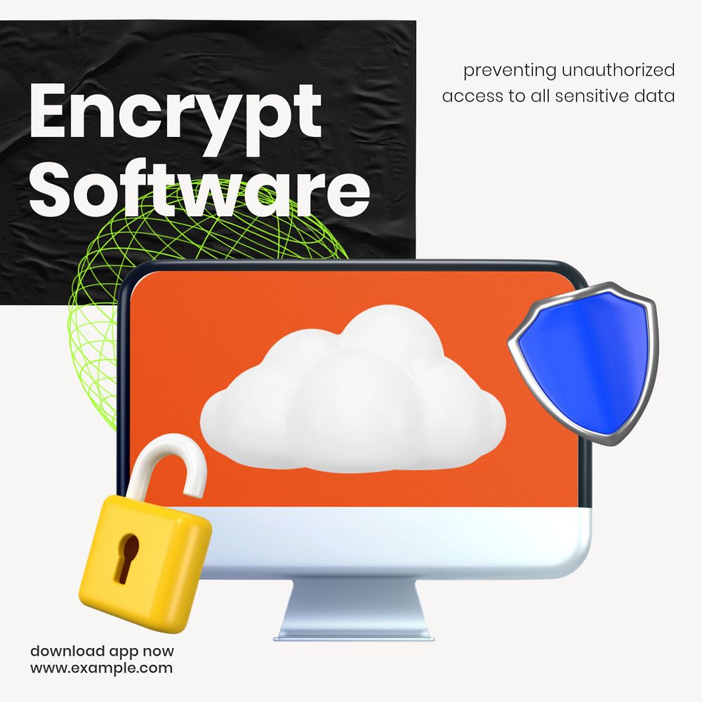 Encrypt software Facebook ad template, editable text & design