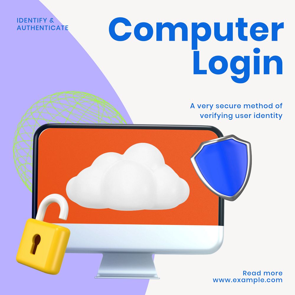 Computer login Facebook ad template, editable text & design