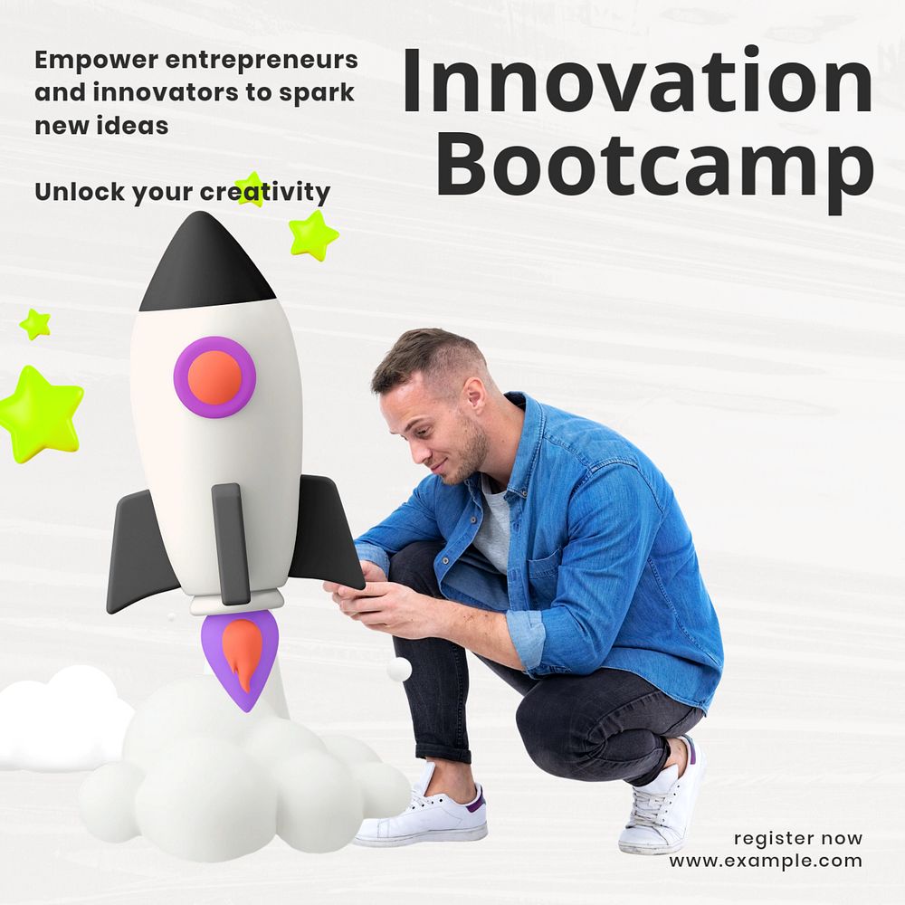 Innovation Bootcamp Facebook ad template, editable text & design