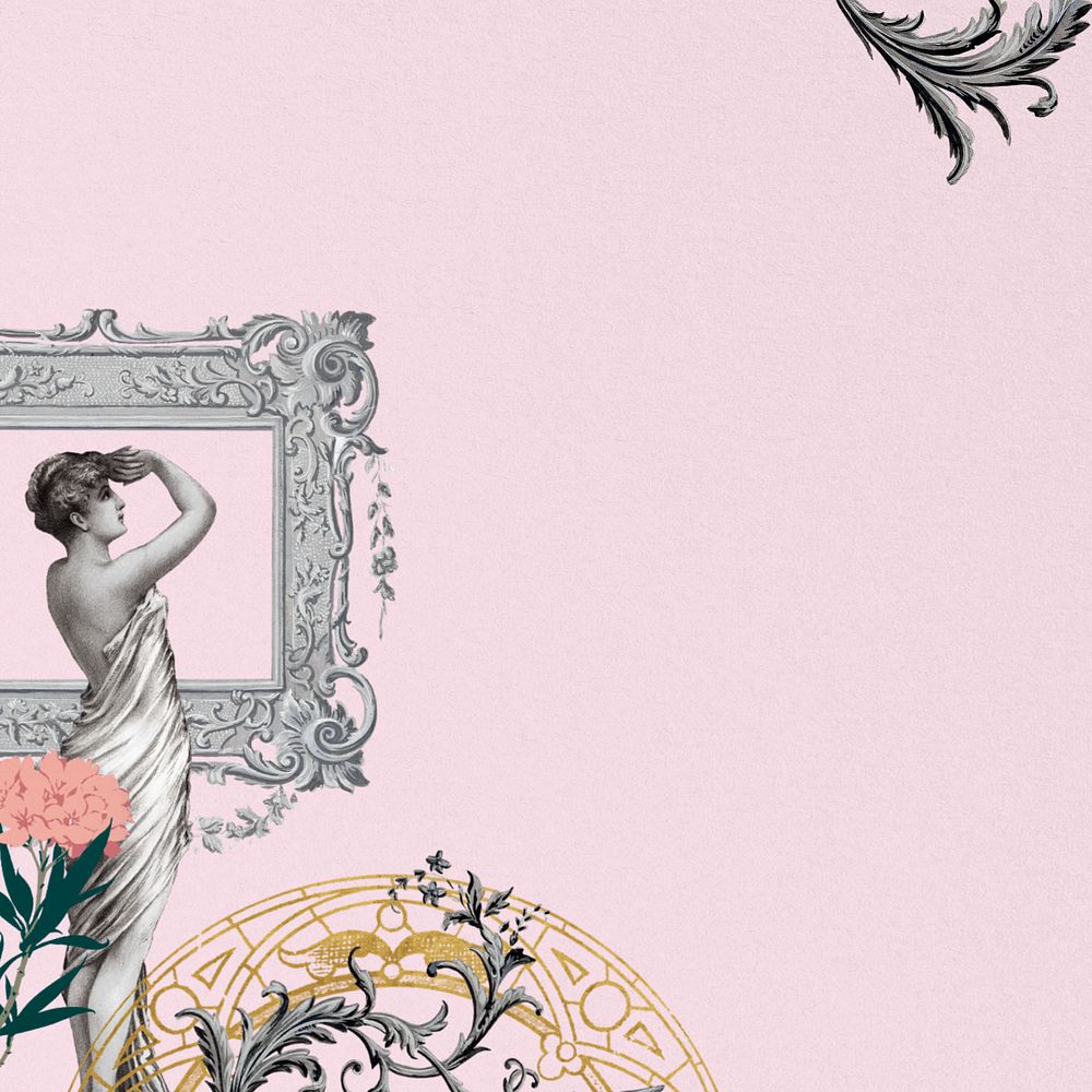 Pink vintage background, ornate border frame, remixed by rawpixel, editable design