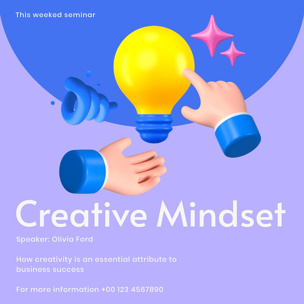 Creative mindset seminar Facebook ad template, editable text & design