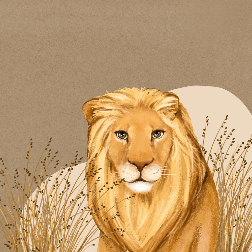 Brown lion background, wild animal border