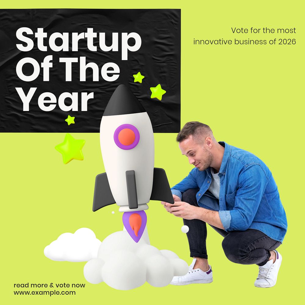 Startup voting Facebook ad template, editable text & design