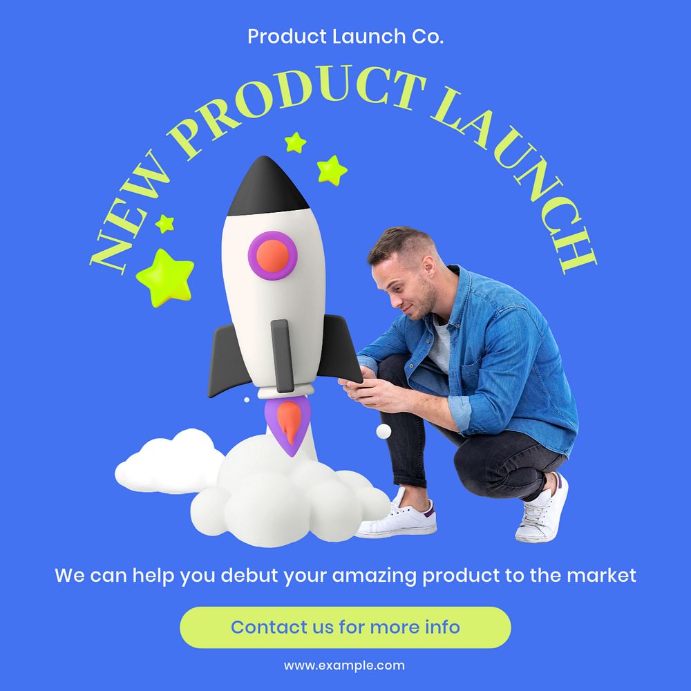 Product launch Facebook ad template, editable text & design