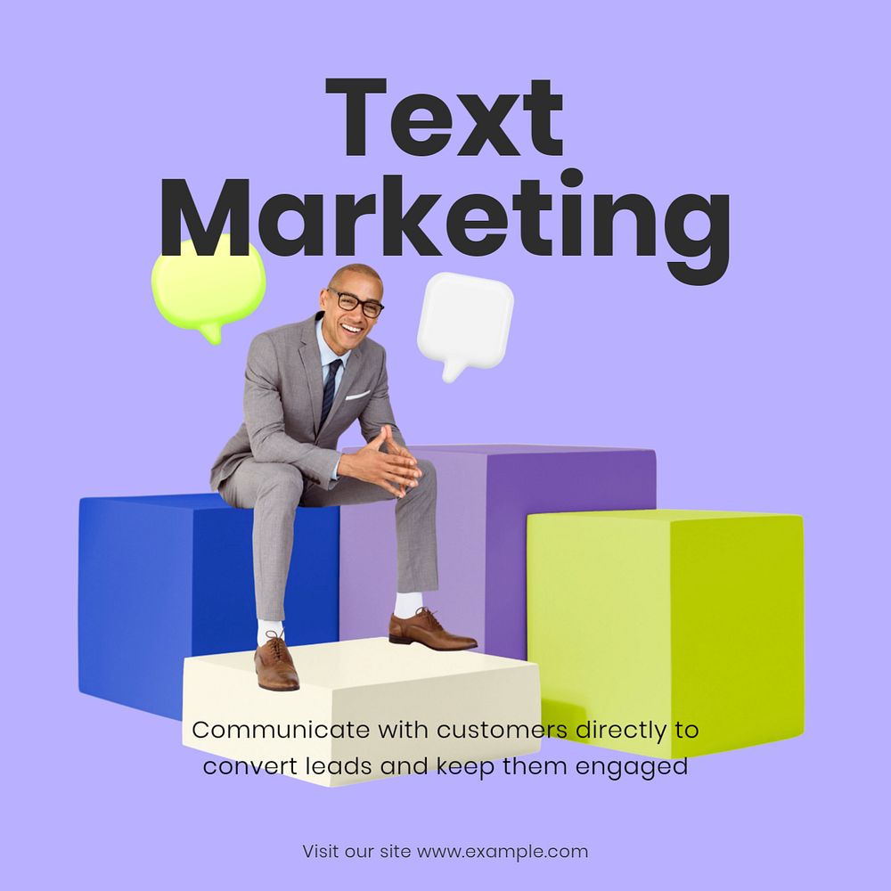 Text marketing business Facebook ad template, editable text & design