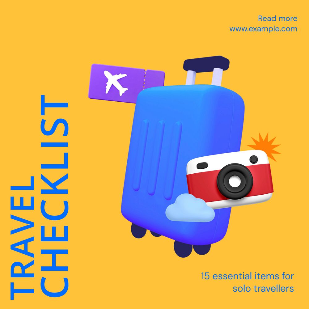 Travel checklist Instagram ad template, editable social media post design