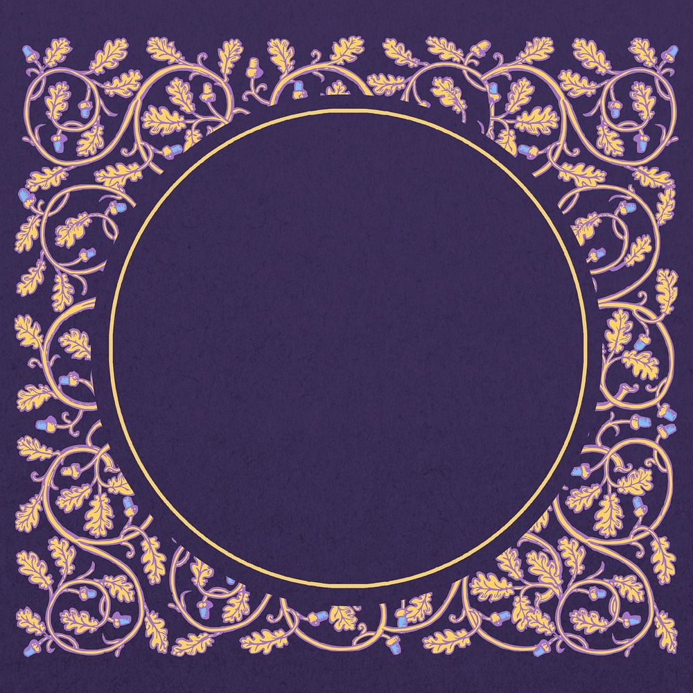 Vintage botanical frame background, editable purple ornate design, remixed by rawpixel