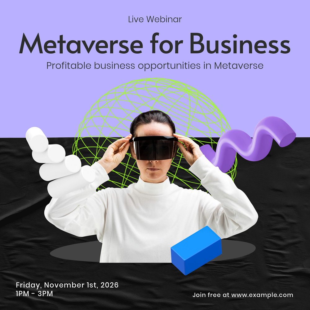 Metaverse business Facebook ad template, editable text & design