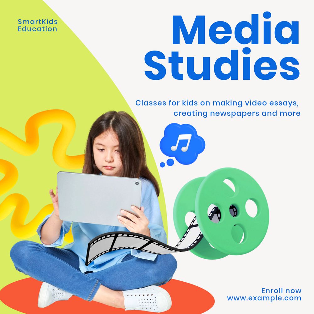 Media studies Facebook ad template, editable text & design