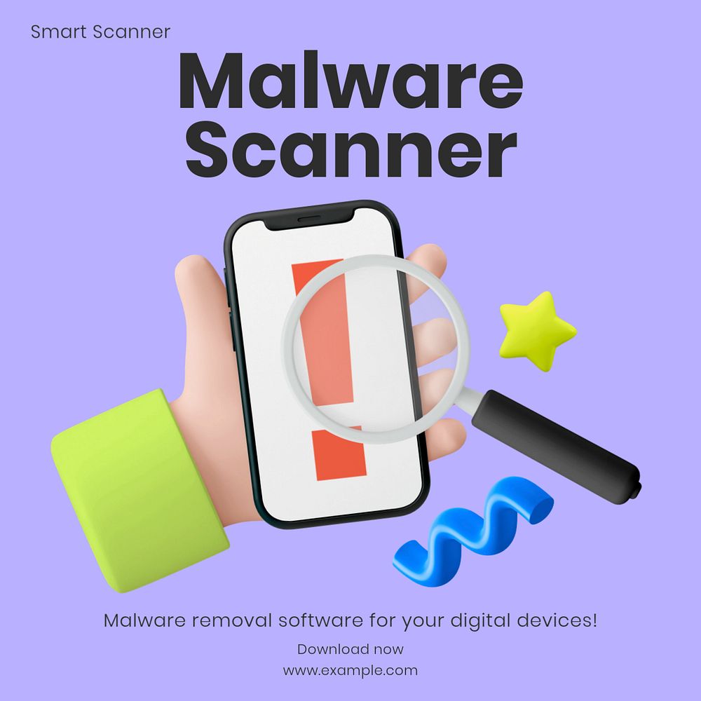 Malware scanner Facebook ad template, editable text & design