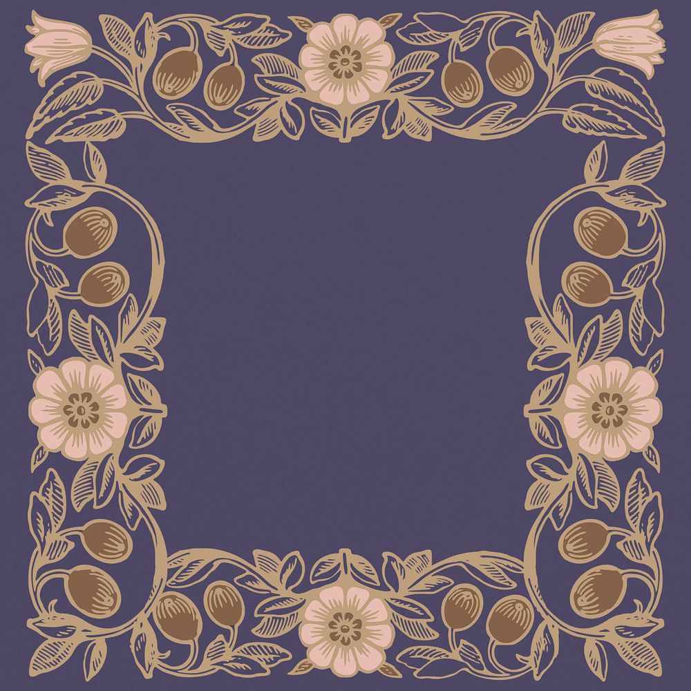 Art nouveau frame background, editable flower ornament design, remixed by rawpixel