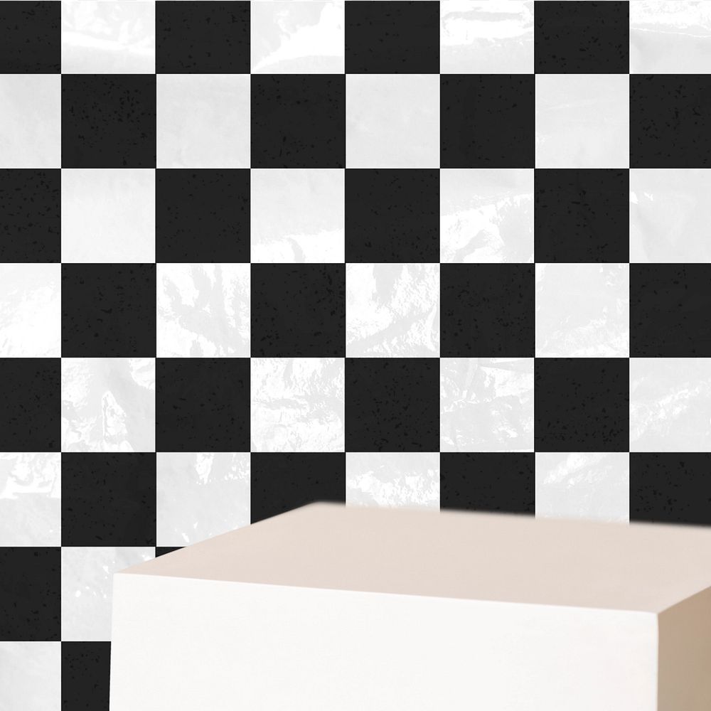 Black & white product backdrop, checkered pattern background, editable design