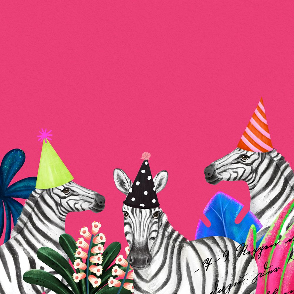 Zebra party border background, pink design