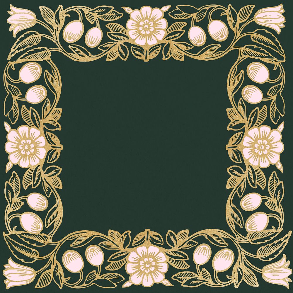 Art nouveau frame background, editable flower ornament design, remixed by rawpixel