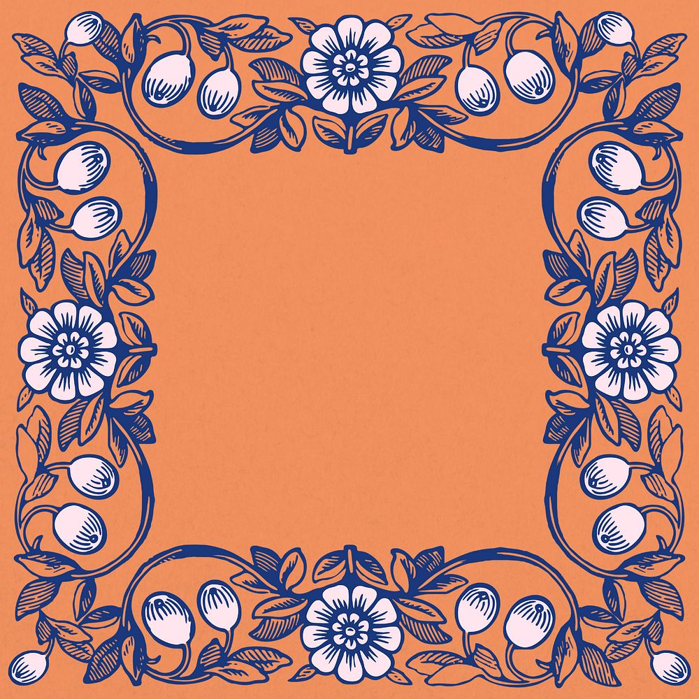 Art nouveau frame background, editable flower ornament design, remixed by rawpixel