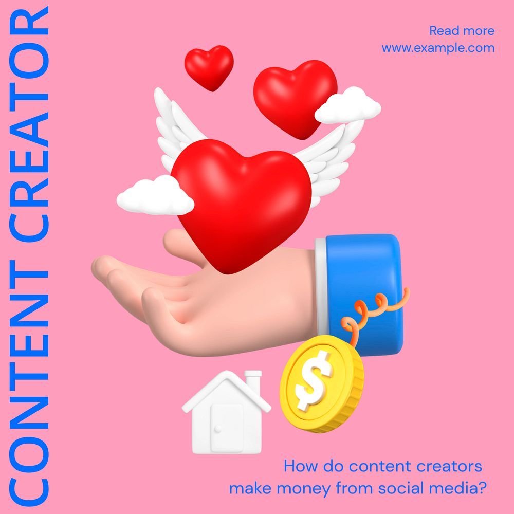 Content creator Instagram ad template, editable social media post design