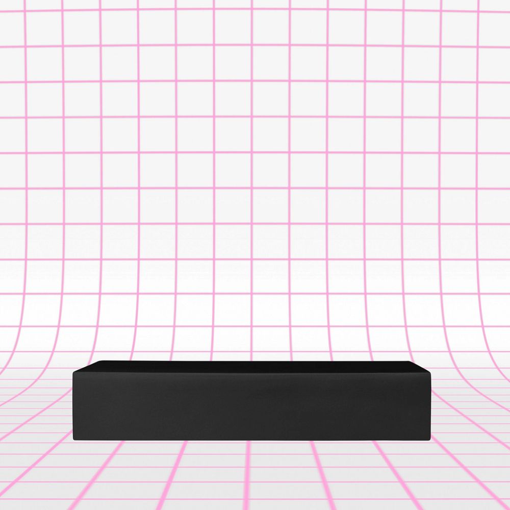 Pink & white product backdrop, black stand in 3D, editable design