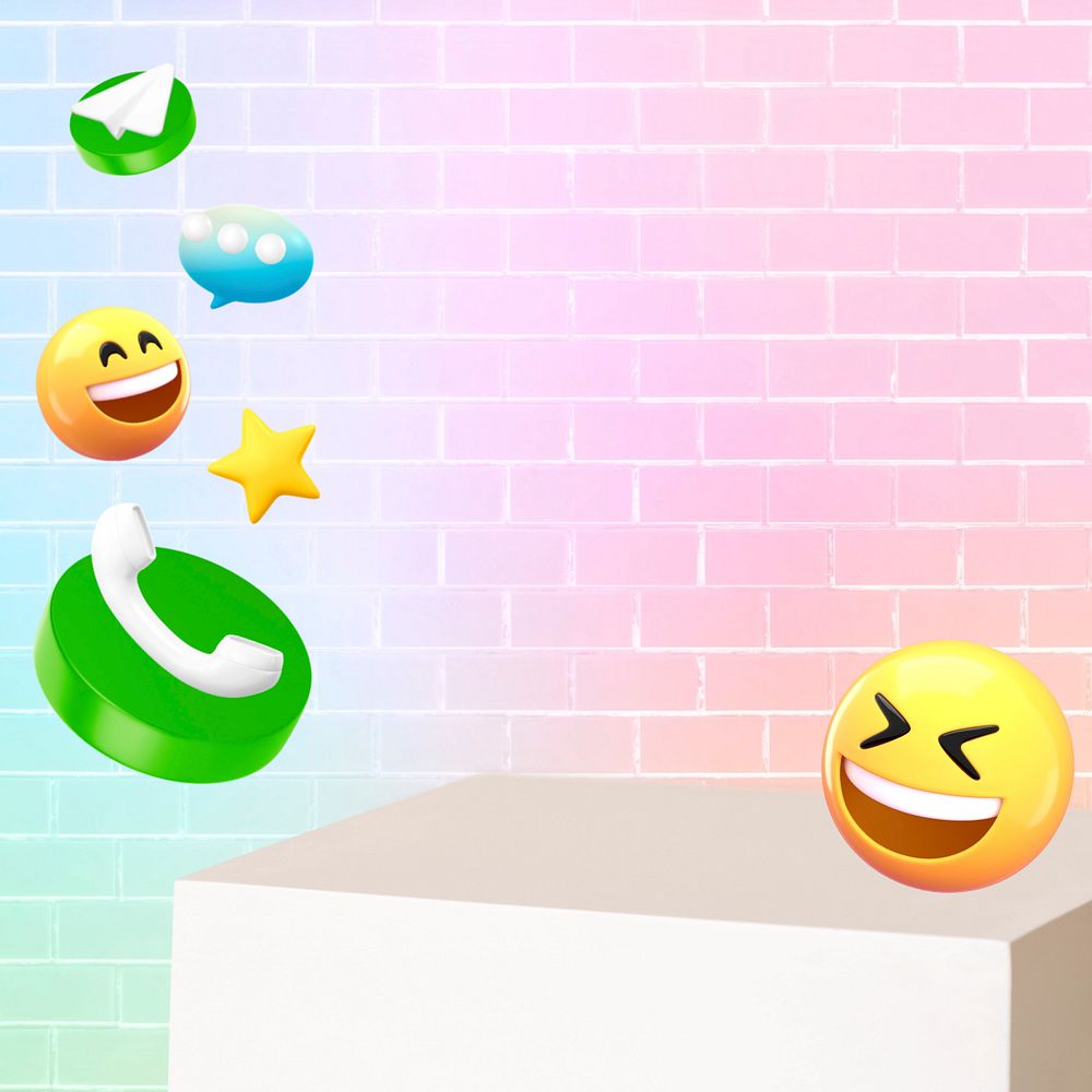 Phone call emoticons background, cute 3D, editable design