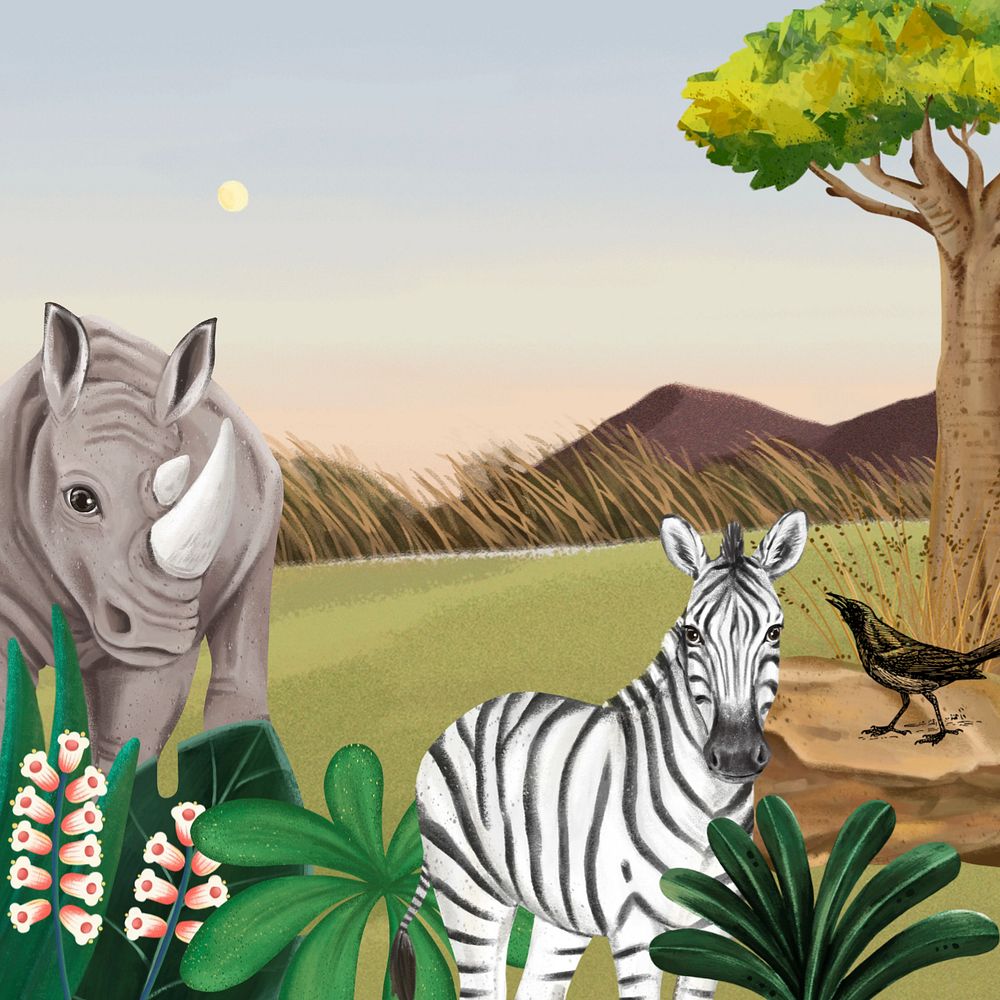 Safari animals background, drawing design