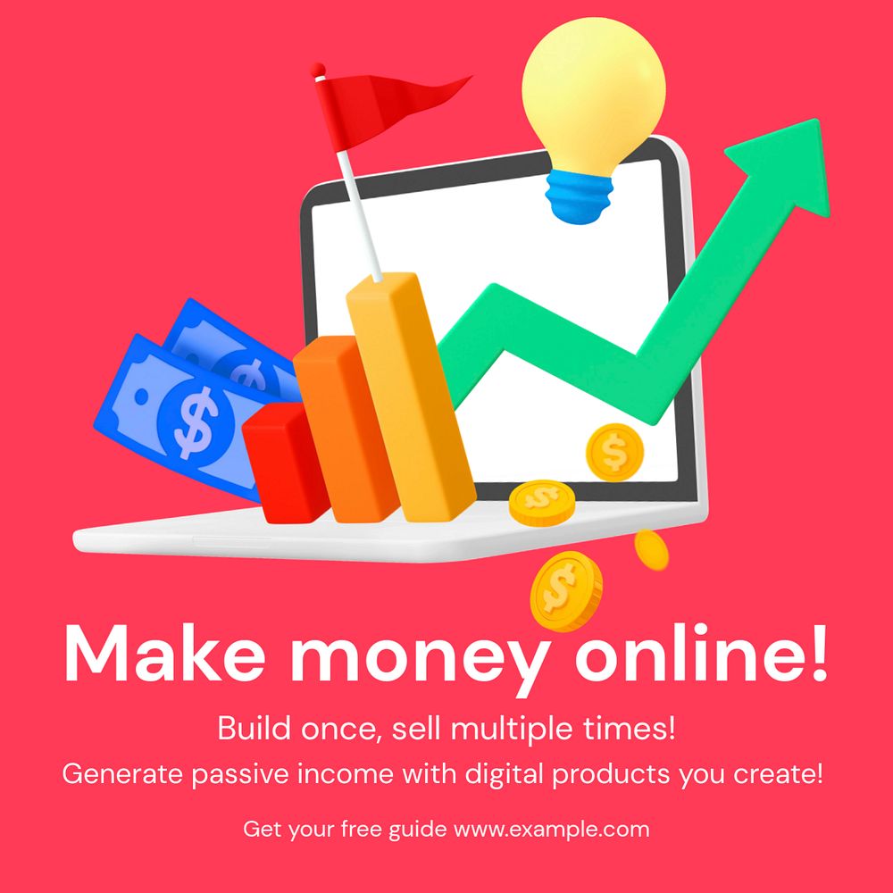 Make money online Instagram ad template, editable social media post design