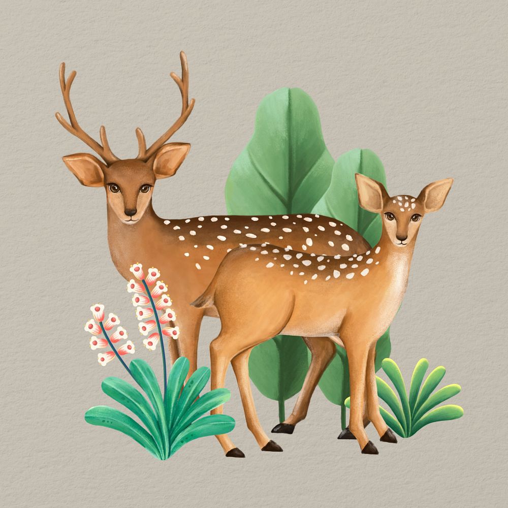 Deer illustration, brown drawing design